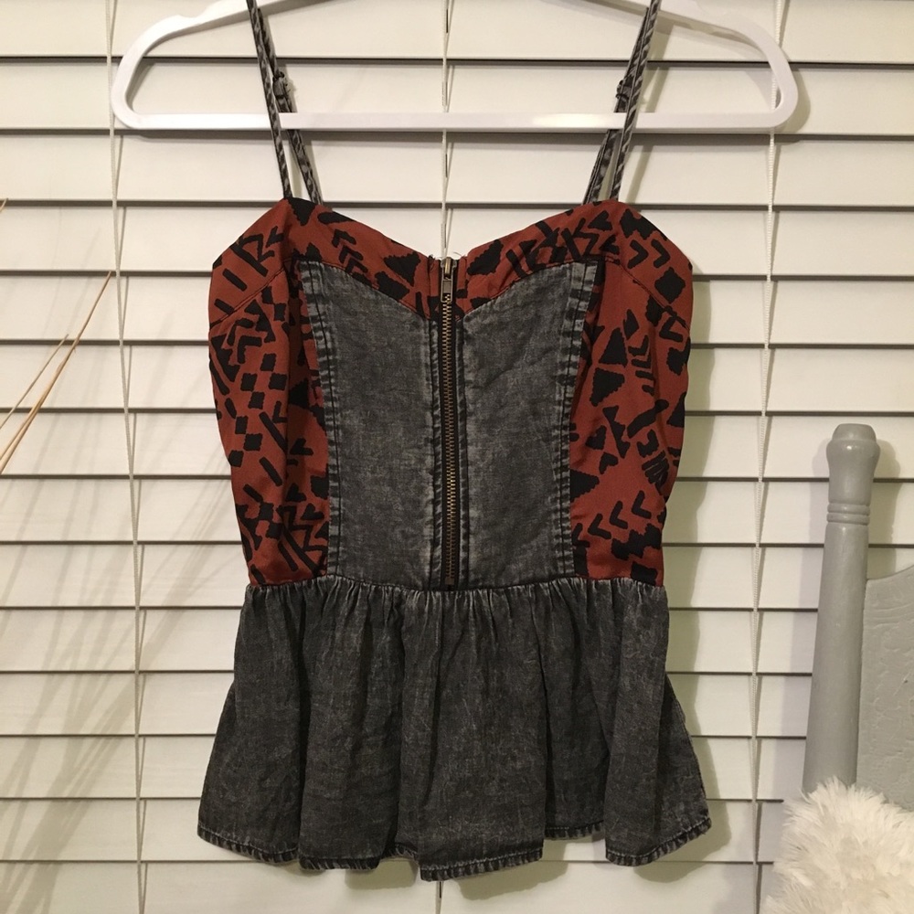 Corset Style Zipper Tank Top